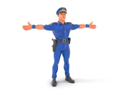 Police Officer Model Pack with Detailed Uniform Low-poly 3D model