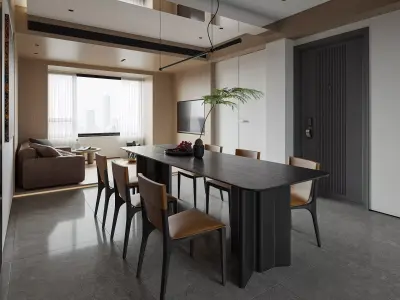 Modern living room dining room interior scenes 157 3D model
