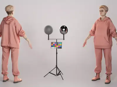 Young woman in tracksuit ready for animation 302 Low-poly 3D model