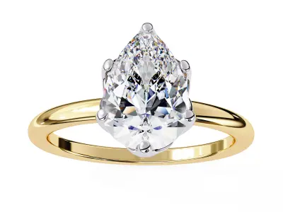 Solitaire Pear Diamond ring for Engagement  3D print model