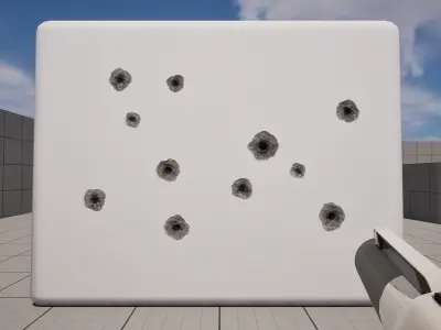 15 Bullet Hole Decals Pack on Concrete Wall 3 Texture