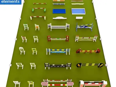 Horse jump obstacle full pack 3D model