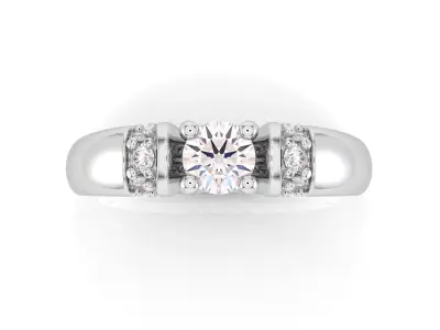 D-1793 diamond engagement ring gold 3D print model