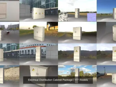 Electrical Distribution Cabinet Package 177 Parts 3D Model Collection