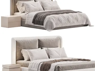 Panel Modern Bed with Headboard Included 3D model