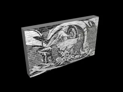  Graffiti wall Low-poly 3D model