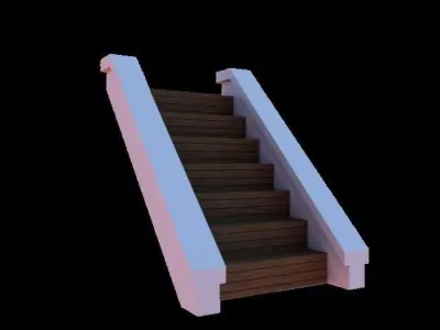 Wooden stairs package Low-poly 3D model