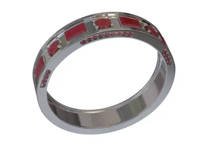 Modern Silver Ring 3D Model 3D model