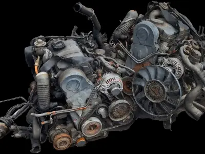 engines cars destroyed ground photogrammetry Low-poly 3D model