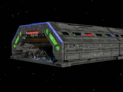 sci-fi modular interior space station 3D model