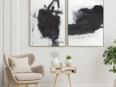 Plaster Two Photo Frame 55 Low-poly 3D model