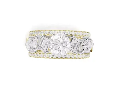 Stackable Pointer Engagement Band with Multi Cut Diamond 3D print model