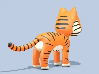 Cartoon Tiger Low-poly 3D model