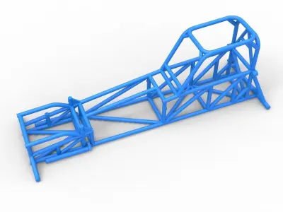 Frame of Supermodified front engine race car V1 Scale 1 to 25 3D print model
