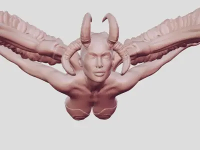 evil angel wall decoration 3D print model