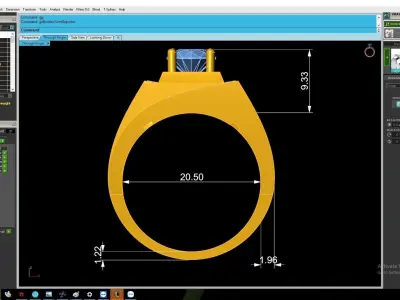 Modern Square Gemstone Ring for Men 2928 3D print model