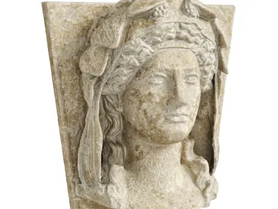 Ancient Woman head panel decor and console set 3D model