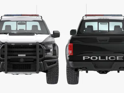 Police Pickup Truck Modern Generic Rigged 3D model