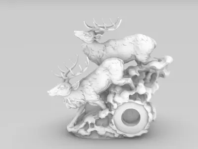 Deer Clock Stand  3D Printable  Sculpture with Clock Slot 3D print model