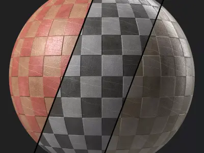 Leather Materials 40- Checker Leather Panel - Pbr 4k Seamless Texture