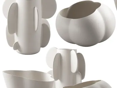 367 decorative vases and pots 05 deformed folded relief vase 04 3D model