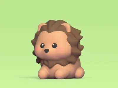 Cute Lying Lion 3D print model