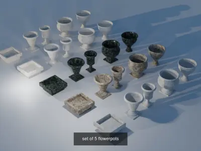 set of 10 flowerpots 3D Model Collection