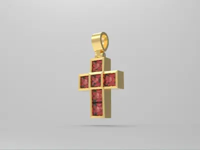 Beautiful Cross Unisex - Luxury Small Cross with Natural Stones 3D print model