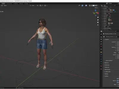 Woman - Summer Outfit - Modular - Rigged - Animated Low-poly 3D model