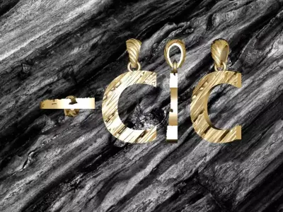 C Letter Alphabet Wooden Texture Pendant 3D Print Model 3D print model