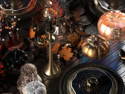 halloween table setting 3D model