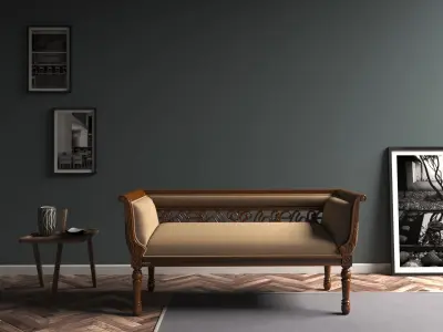 Wooden divan sofa 3D model