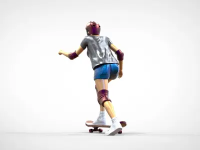 N2 Skateboarder Skateboarding with Skateboard 3D print model