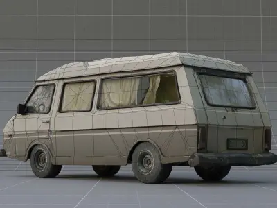 Gray car  Low-poly 3D model
