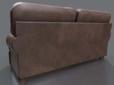 Leather couch Low-poly 3D Game ready model Low-poly 3D model Low-poly 3D model