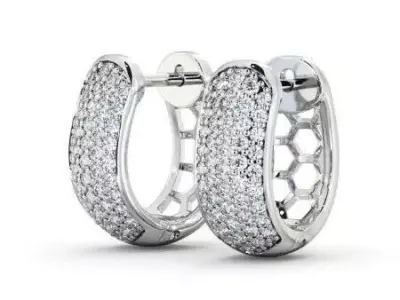 stl file gold hoop earrings with diamonds 3D print model