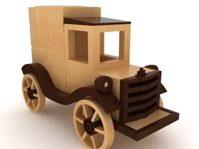 Wooden Toy Car  Low-poly 3D model