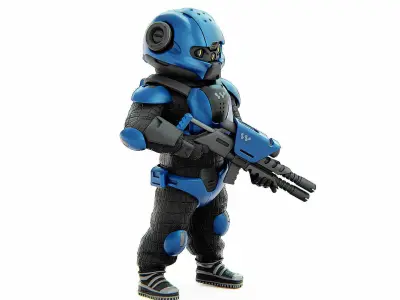 SOLDIER MECHA V-2 Rigged for Unreal Engine - Unity - MIXAMO  3D model
