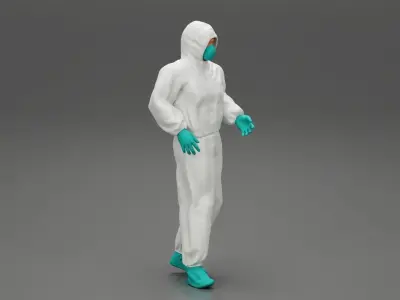 man wearing antivirus suit standing 3D print model
