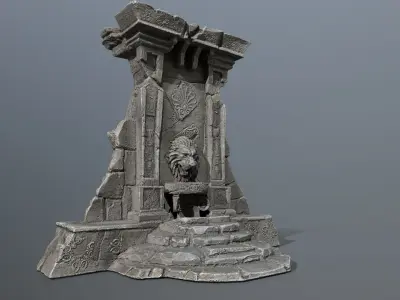 Lion fountain Low-poly 3D model