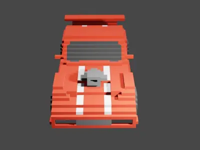 Voxel race car for you games Low-poly 3D model