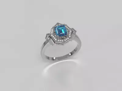 fantastic ring with emerald gem stone  3D print model
