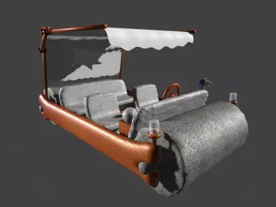 Fred Flintstones Cartoon Car Low-poly 3D model