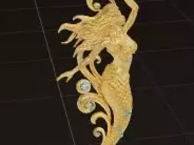 Golden  Luxury Mermaid Pendant 3D print model