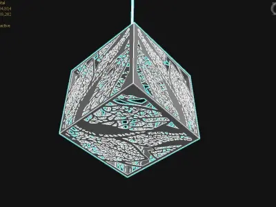 Chandelier 3d pendant light with two cubes hanging from it 3D model