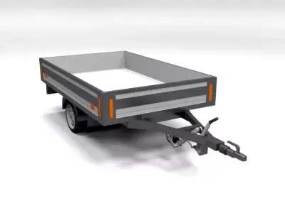 CAR TRAILER LOWPOLY Low-poly 3D model