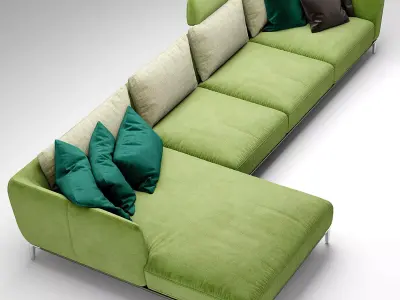 Modern sofa multi-person 3D model
