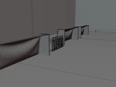 Football training pitch and training equipment Low-poly 3D model