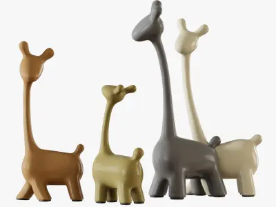 Figurines a family of deer 3D model
