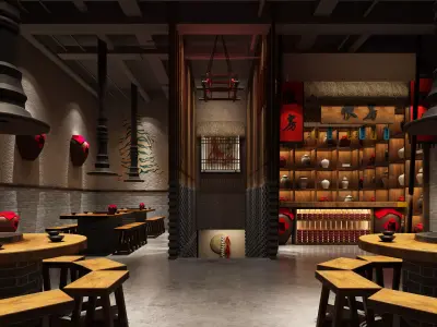 chinese restaurant interior scenes 3D model